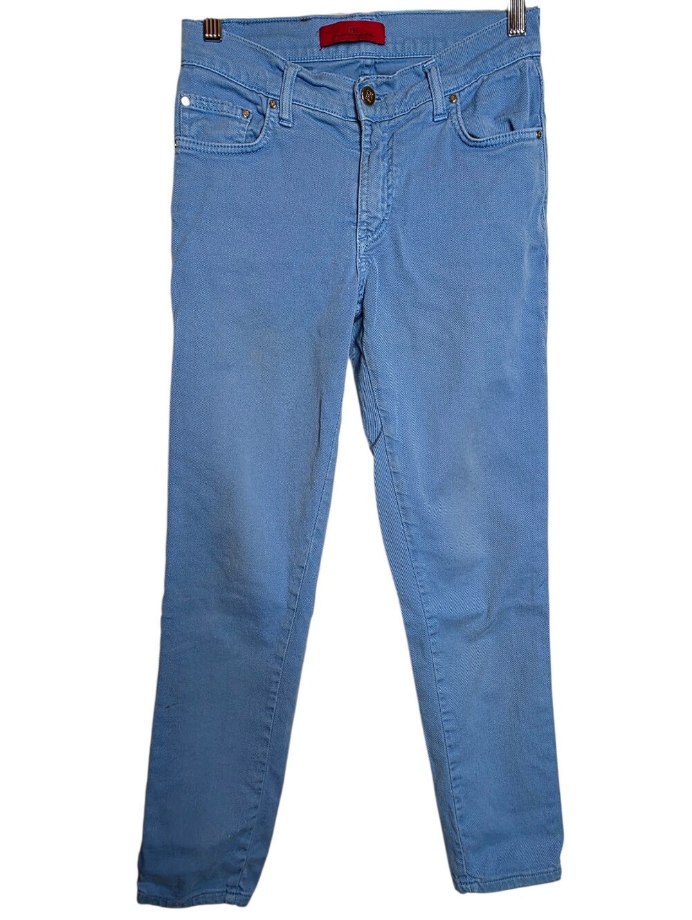 Carolina Herrera Electric Blue Denim Jeans Tapered Size 2